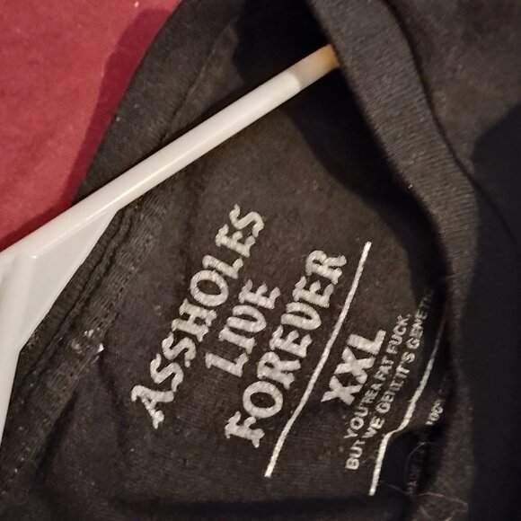 Men's Black XXL Assholes Live Forever Jeffrey Epstein Misfits Parody T-Shirt - Picture 3 of 4